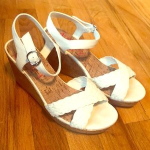 White Canvas Wedges